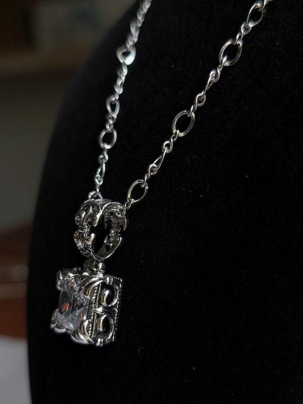 Sterling Silver Silpada Square CZ Pendant Necklace - Picture 6 of 8
